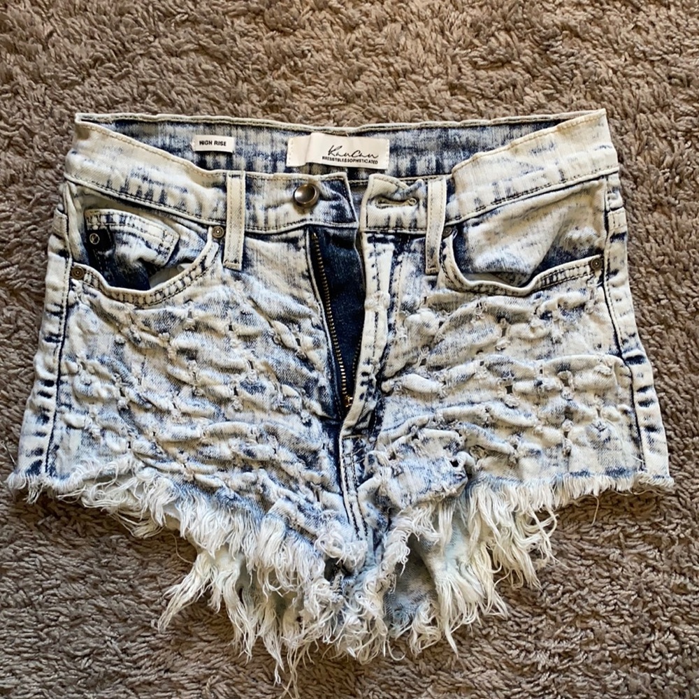 Denim high rise distressed shorts 3